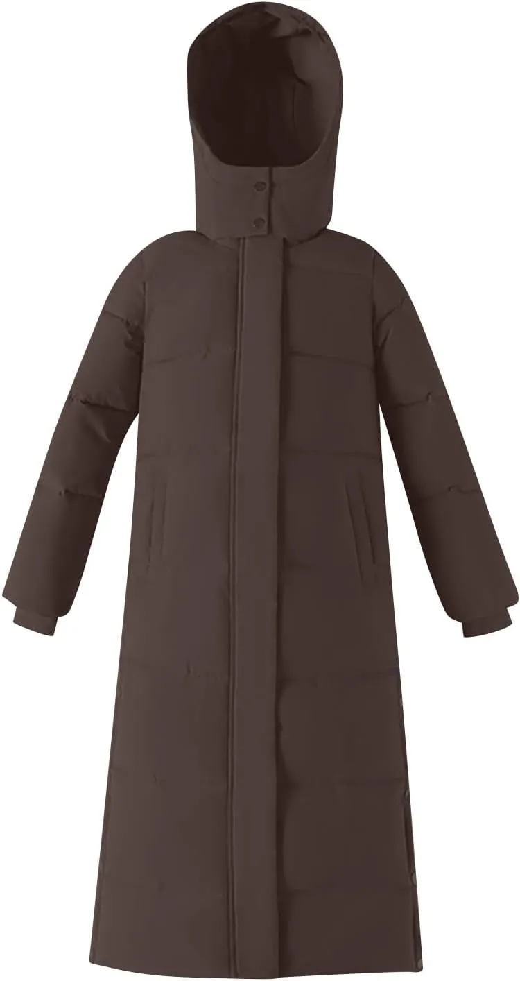 Women's Winter Full Long Puffer Coats Hooded Zip up Thickened down Jackets Outdoor Ice Skating Warm Clothes Outerwear
