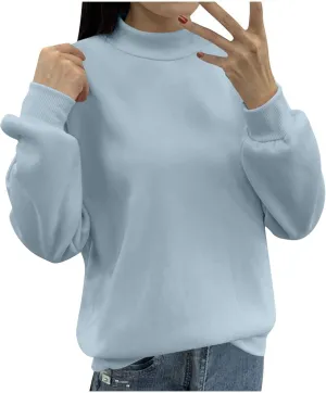 Womens Winter Warm Slim Lightweight Solid Sweatshirts Long Sleeve Crewneck Pullovers Daily Home Outdoor Workout Hoodies