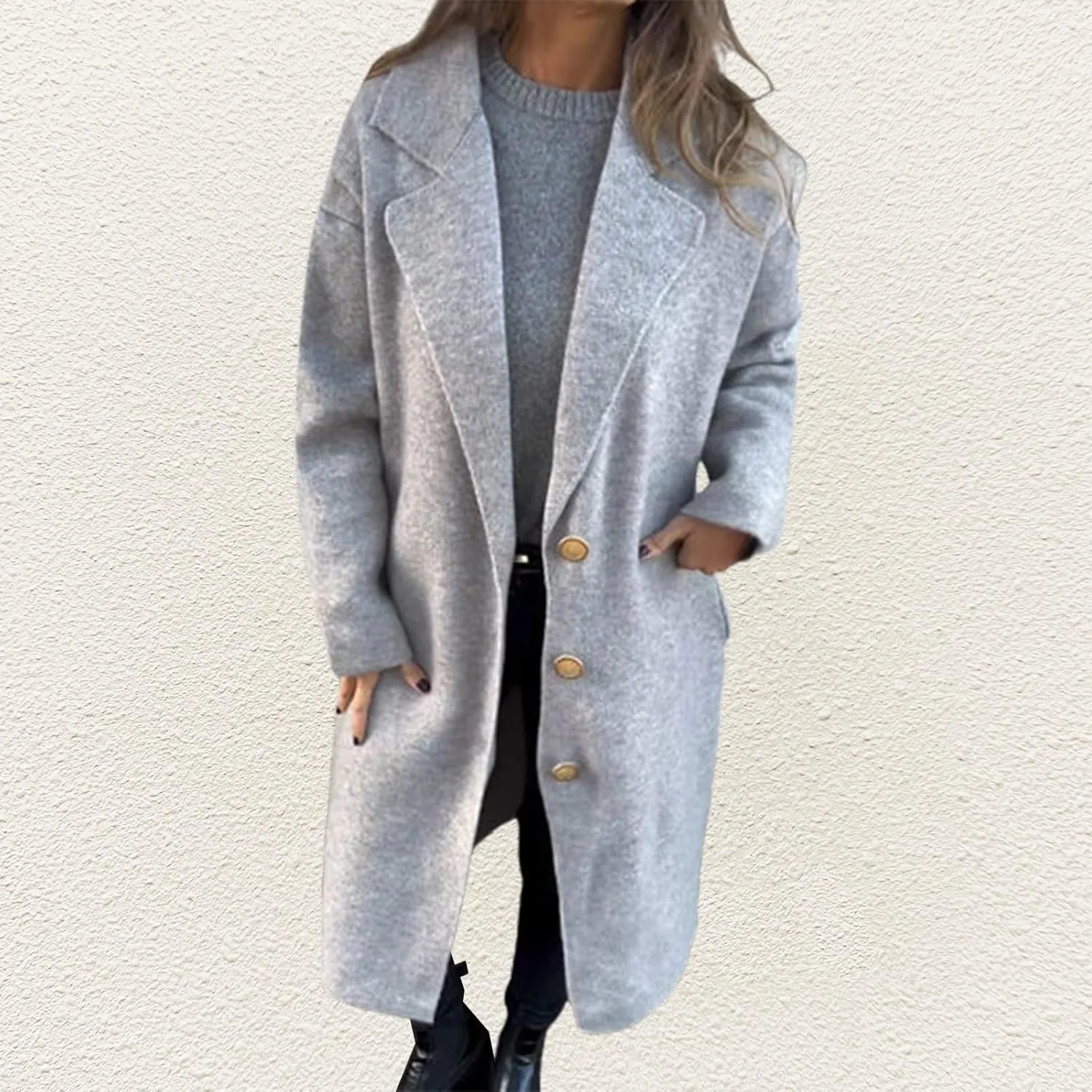 Women's Wool Blend Coat Oversized Single Breasted Long Trench Winter Windproof Overcoats