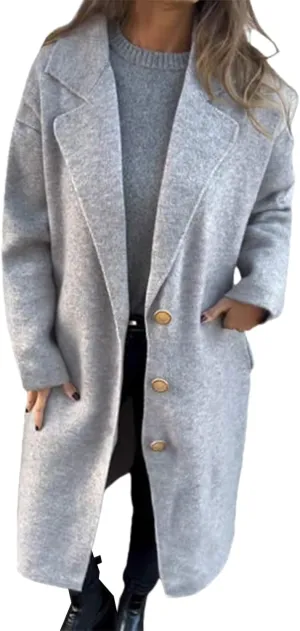 Women's Wool Blend Coat Oversized Single Breasted Long Trench Winter Windproof Overcoats