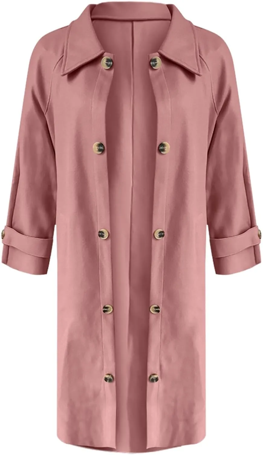 Women's Wool Blend Lapel Collar Double Breasted Coats Winter Pea Overcoat Pocketed Outwear