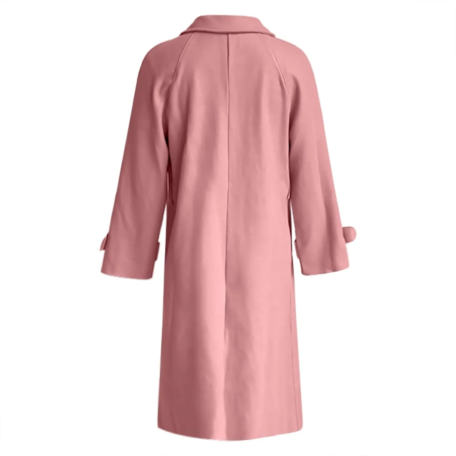 Women's Wool Blend Lapel Collar Double Breasted Coats Winter Pea Overcoat Pocketed Outwear