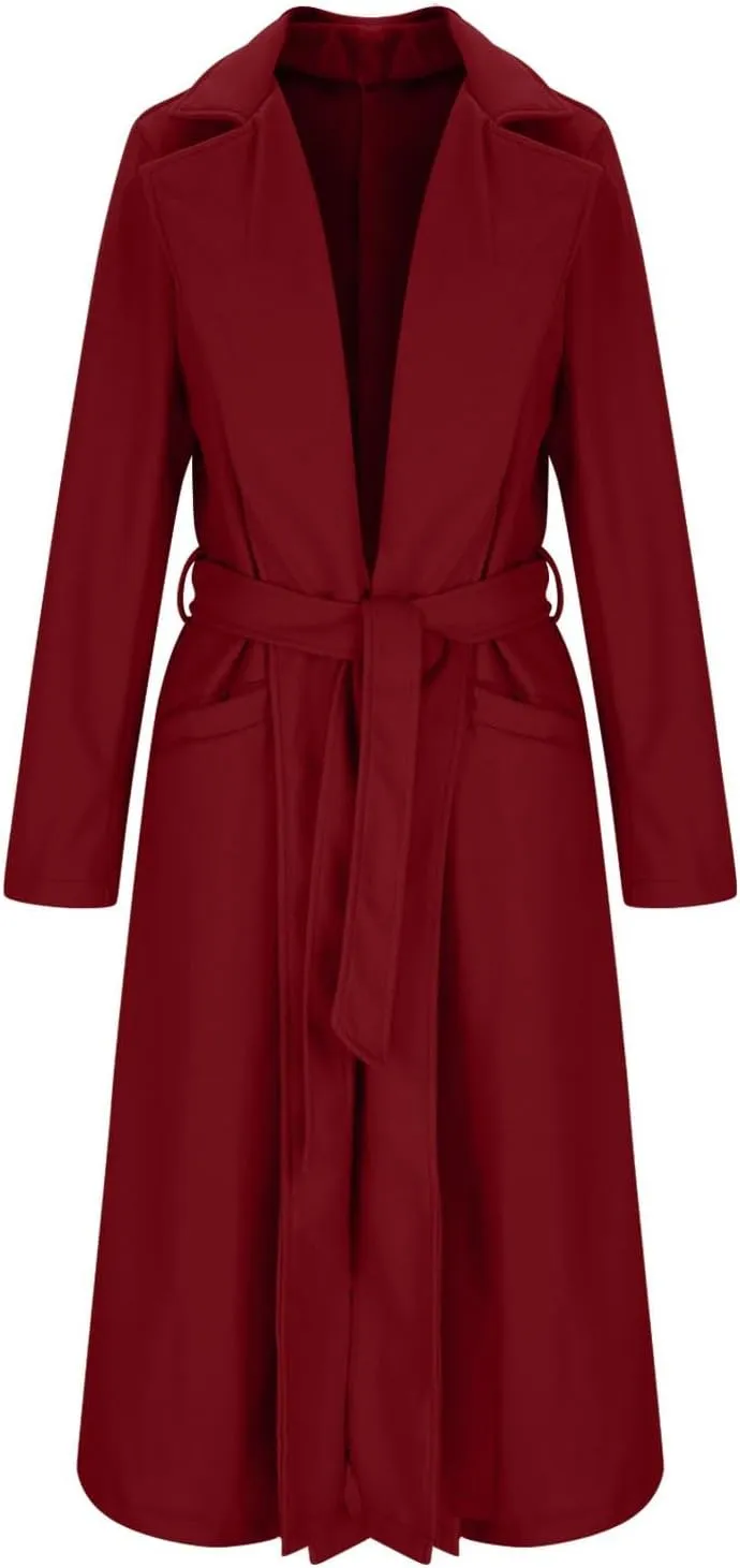 Women's Wool Blend Trench Coat Winter Jackets Mid Long Warm Pea Coats Dressy Casual Double Breasted Overcoat & Pocket