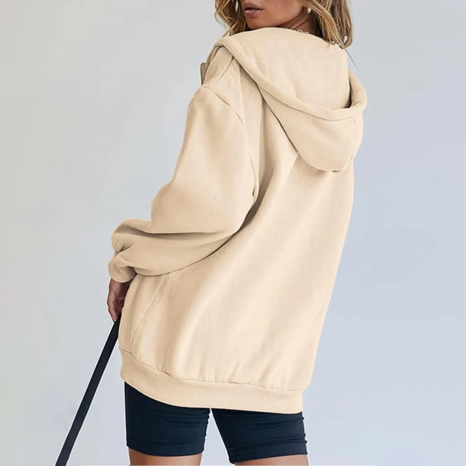 Womens Zip Up Hoodies Long Sleeve Oversized Sweatshirts Jacket with Pockets 2024 Fall Outfits Fashion Y2K Clothes