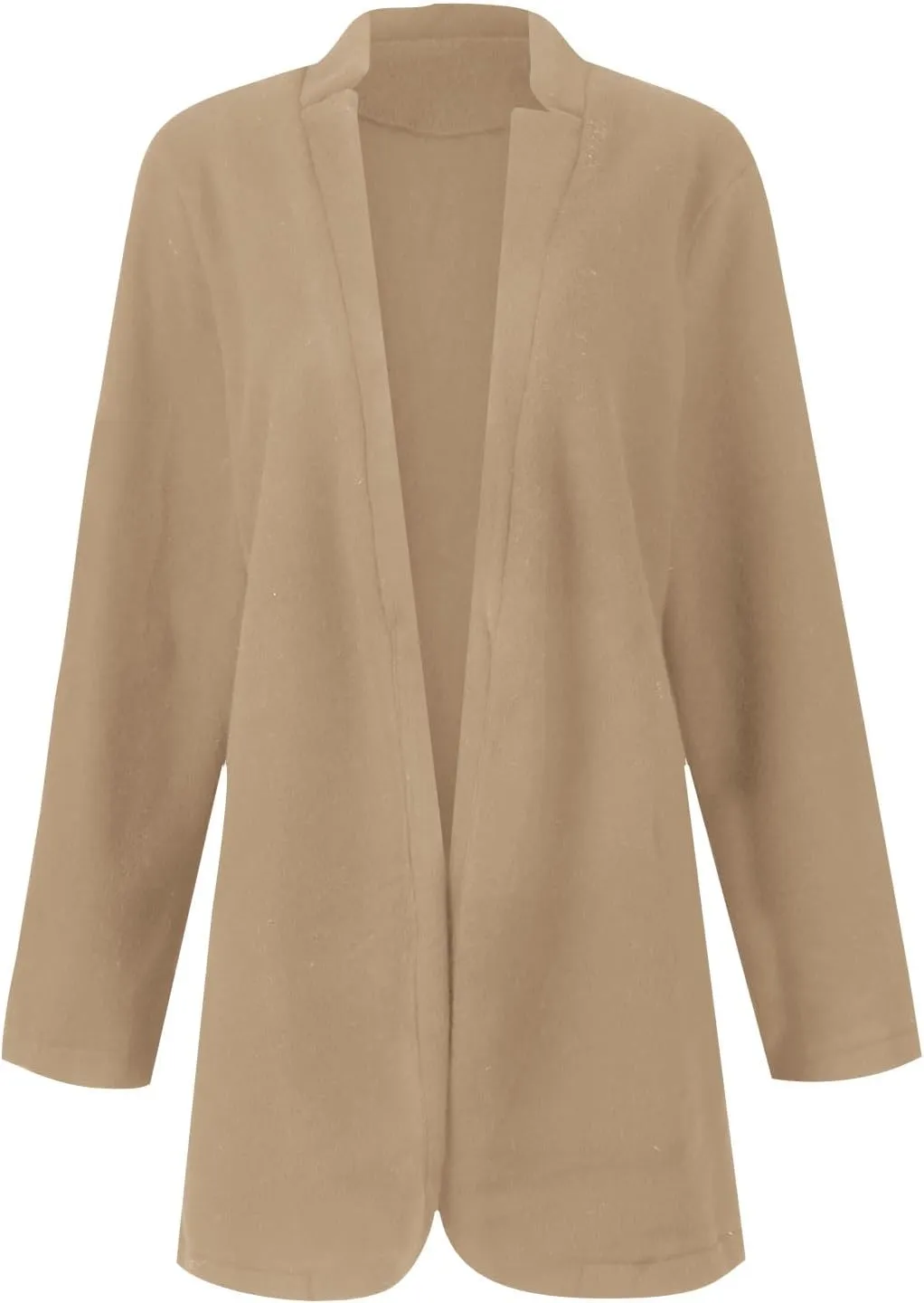Wool Coats for Women Casual Notch Lapel Open Front Cardigan Outwear Mid Length Solid Color Pea Trench Coat 2023
