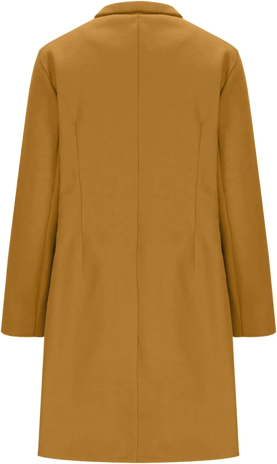 Wool Coats for Women Notched Lapel Collar Peacoat Fall Winter Elegant Outerwear Overcoat Trendy Woolen Trench Coat
