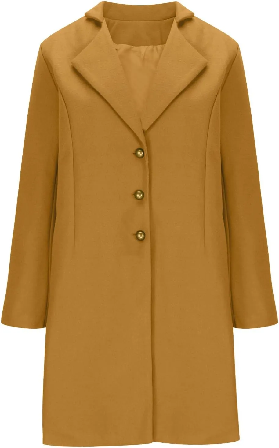 Wool Coats for Women Notched Lapel Collar Peacoat Fall Winter Elegant Outerwear Overcoat Trendy Woolen Trench Coat