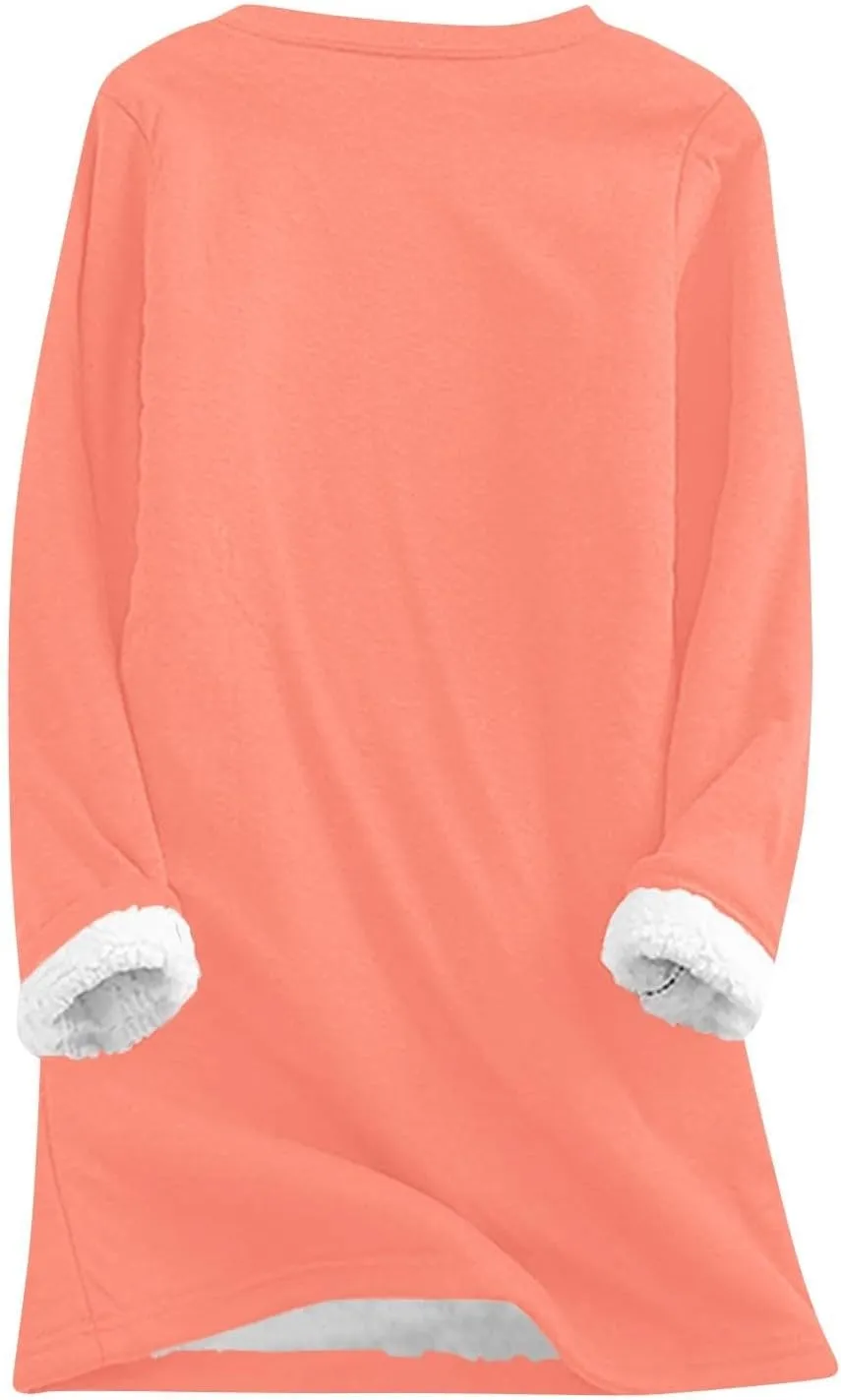 Yes,I'm Still -Me 24:7 Sherpa Lined Sweatshirt Women Fuzzy Fleece Thermal Jackets Casual Loose Tunic Tops