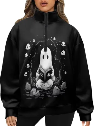 YEXIATODO Oversized Quarter Zip Sweatshirt Women Half Zip Hoodies S-3XL