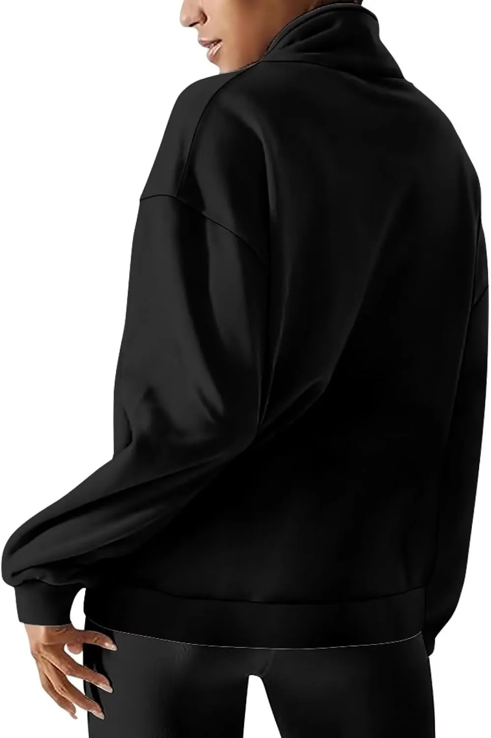 YEXIATODO Oversized Quarter Zip Sweatshirt Women Half Zip Hoodies S-3XL