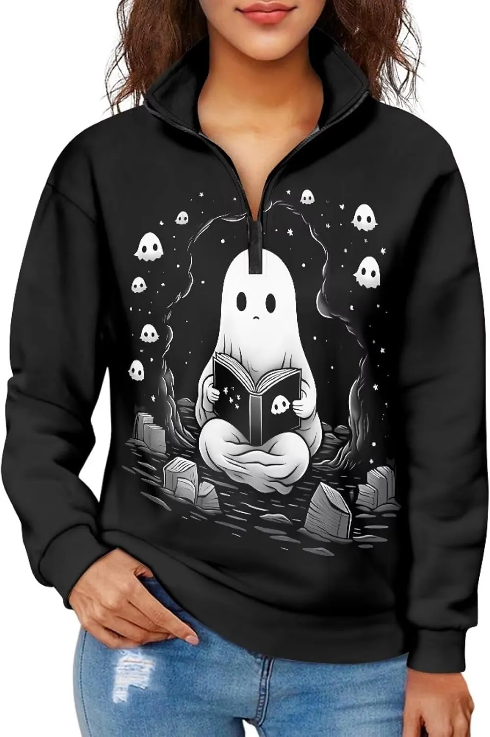 YEXIATODO Oversized Quarter Zip Sweatshirt Women Half Zip Hoodies S-3XL