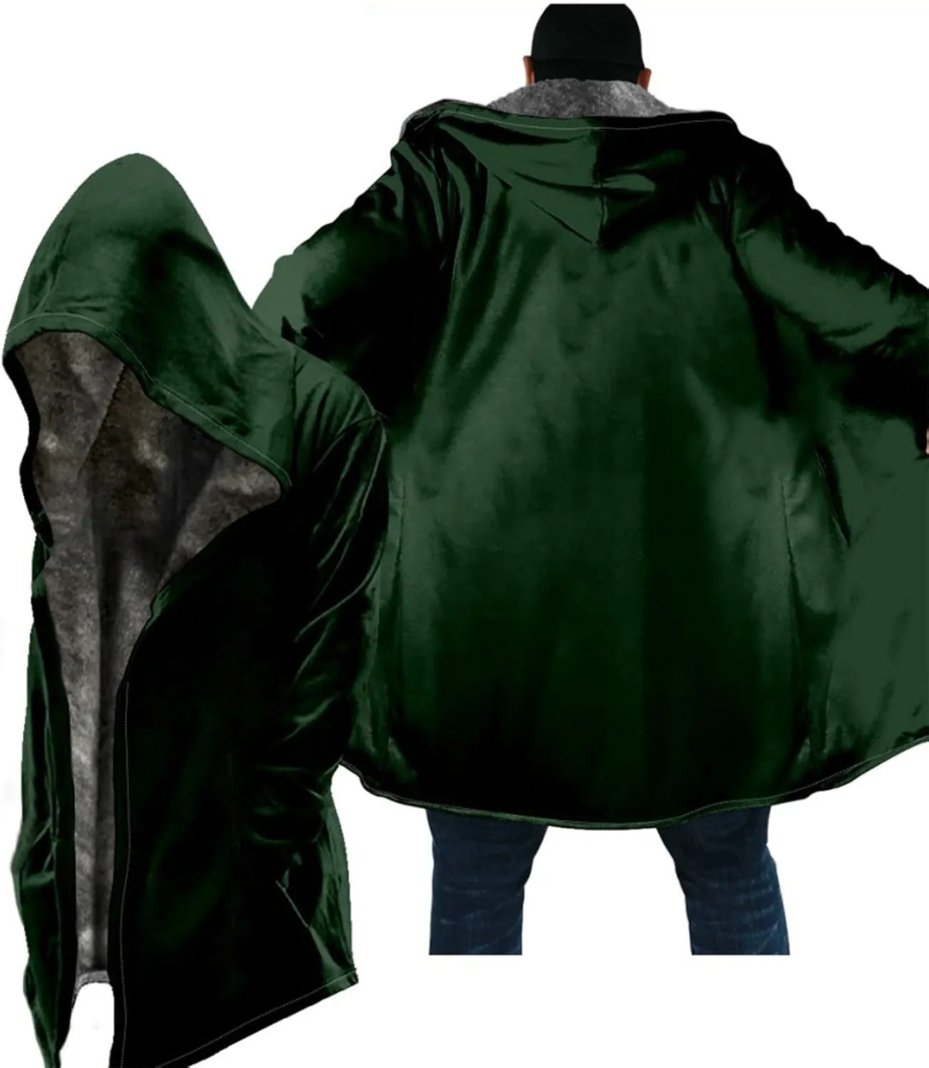 Ymosrh Men's Long Jacket Casual Sherpa Lined Hooed Thick Fleece Hoodie Jackets Winter Warm Coats Work Jacket, S-8XL