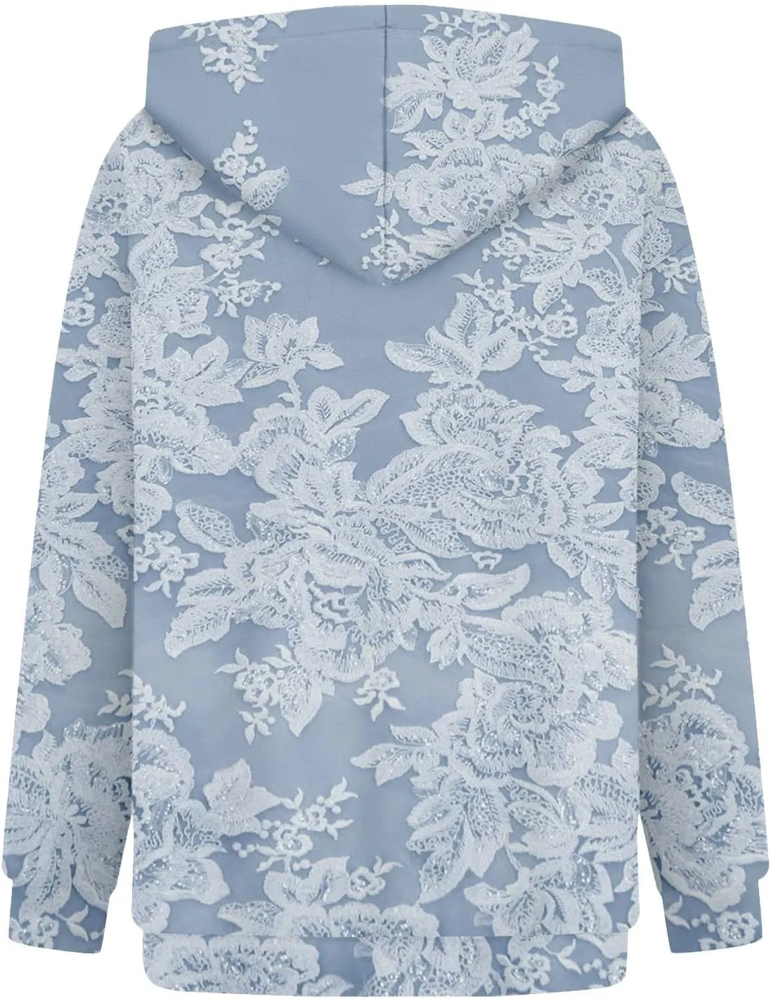 ZEFOTIM 3D Floral Layered Hoodies Womens Sherpa Lined Hoodie Cozy 2024 Pullover Lightweight Long Sleeve Sweatshirts