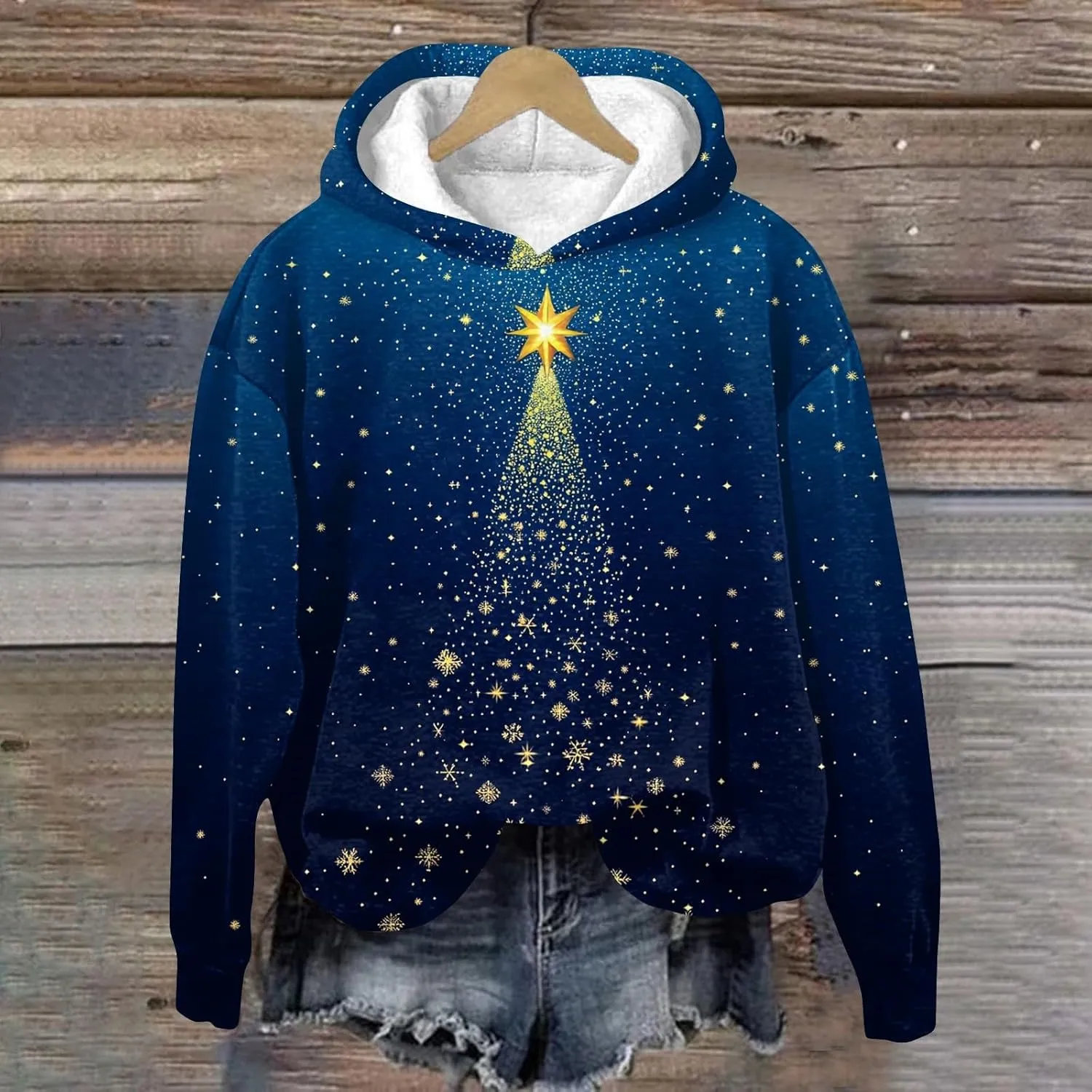 ZEFOTIM Sherpa Lined Hoodies for Women Cute Party Pullover Cozy Pullovers Lightweight Holiday Long Sleeve Sweatshirt