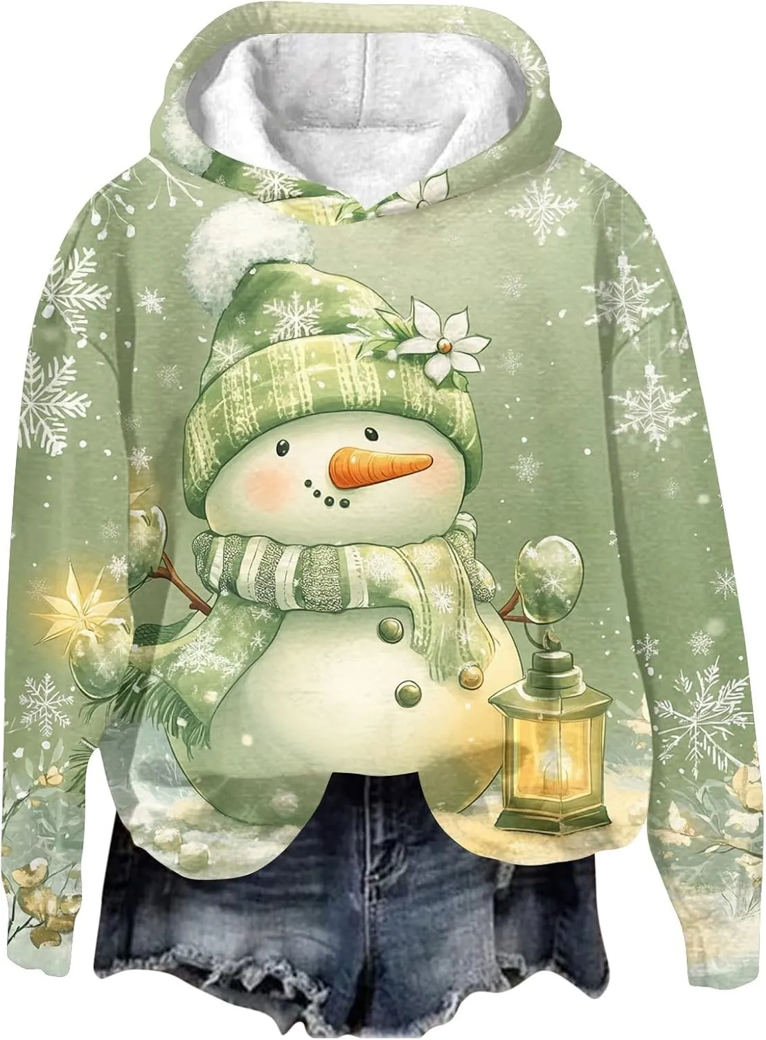 ZEFOTIM Sherpa Lined Hoodies for Women Cute Party Pullover Cozy Pullovers Lightweight Holiday Long Sleeve Sweatshirt