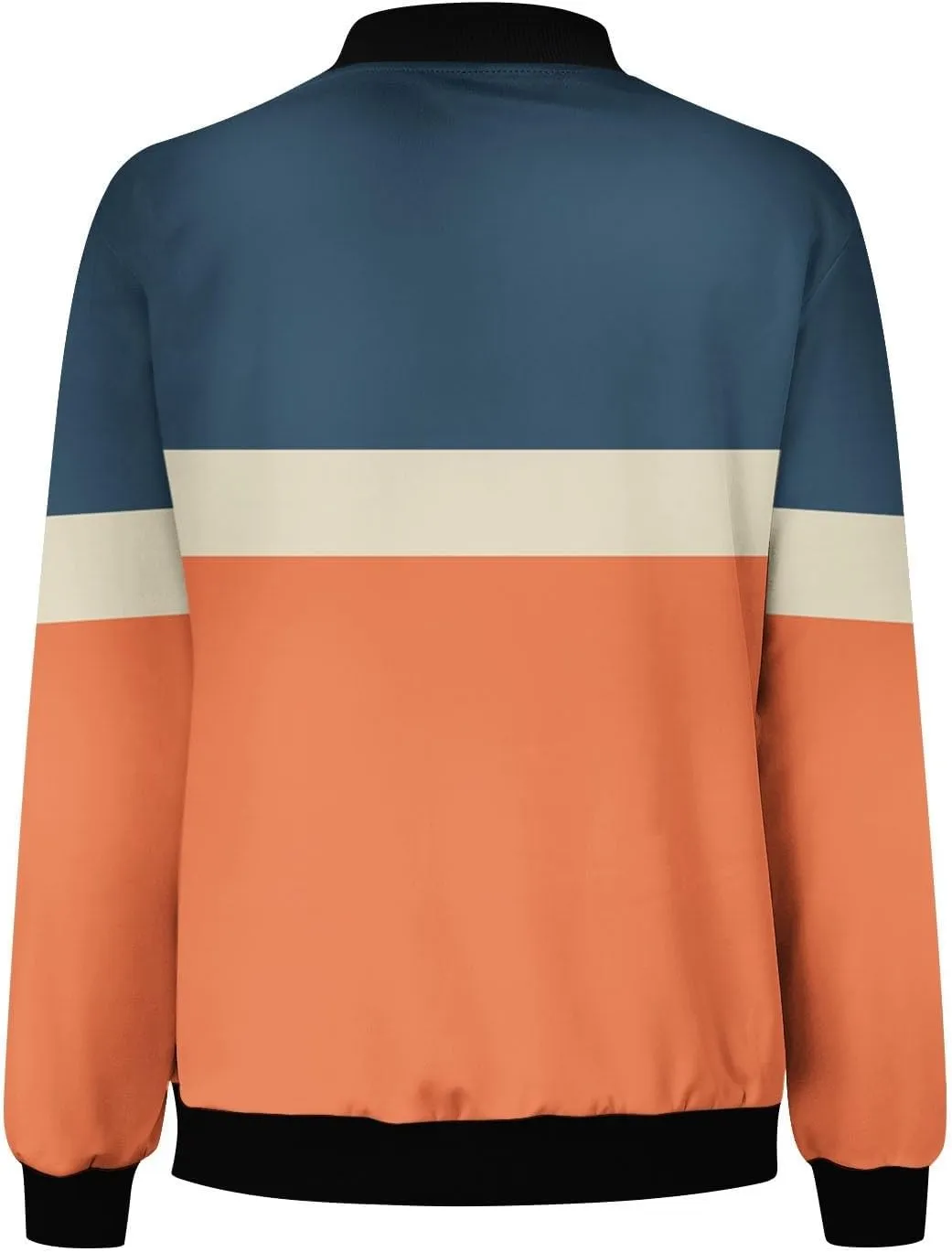 Zip Up Jackets Women Color Block Jackets Casual Bomber Jackets Lightweight Trench Coats Long Sleeve Windbreaker