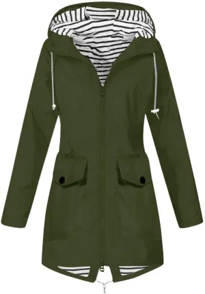 ZYXTIM Women Lightweight Waterproof Raincoat Oversize Utility Pocketed Casual Hooded Raincoat Outerwear Fall Clothes Outfits