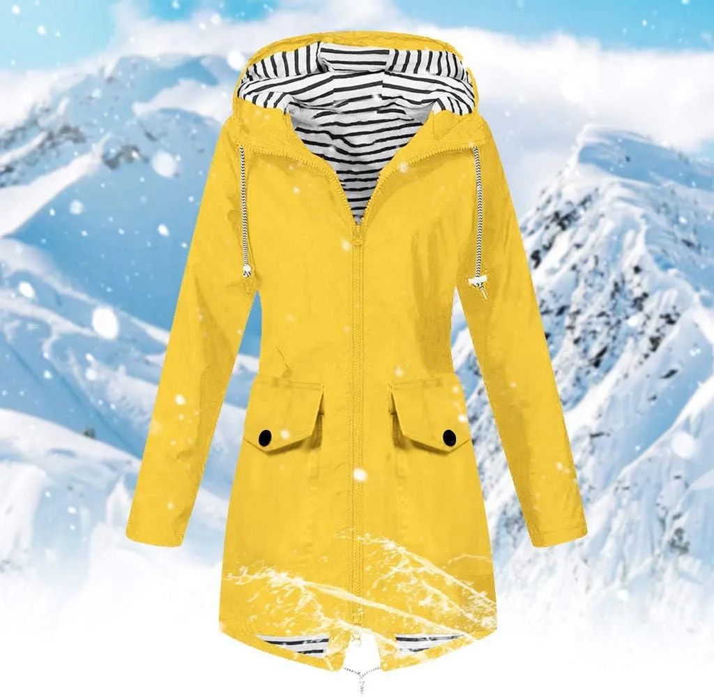 ZYXTIM Women Lightweight Waterproof Raincoat Oversize Utility Pocketed Casual Hooded Raincoat Outerwear Fall Clothes Outfits