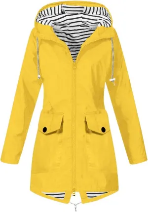 ZYXTIM Women Lightweight Waterproof Raincoat Oversize Utility Pocketed Casual Hooded Raincoat Outerwear Fall Clothes Outfits